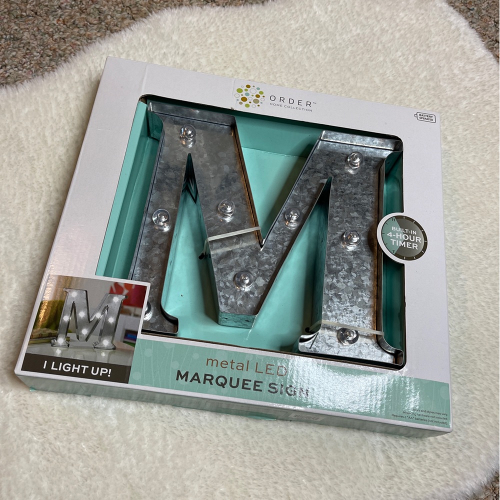 Home Collection “M” Marquee Metal LED Sign - Picture 3 of 16